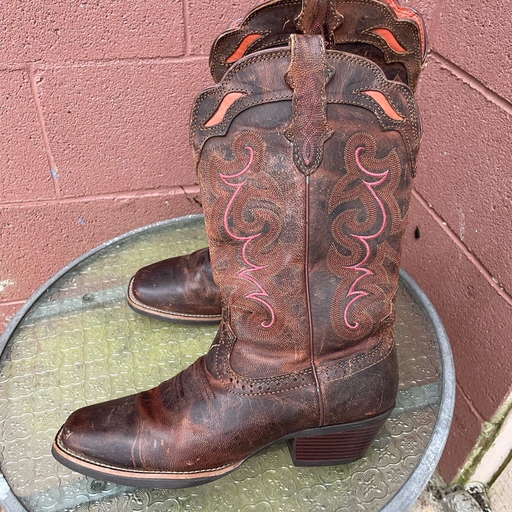 Justin Western Leather Square Toe Cowboy Boots Size 9.5 Woman’s